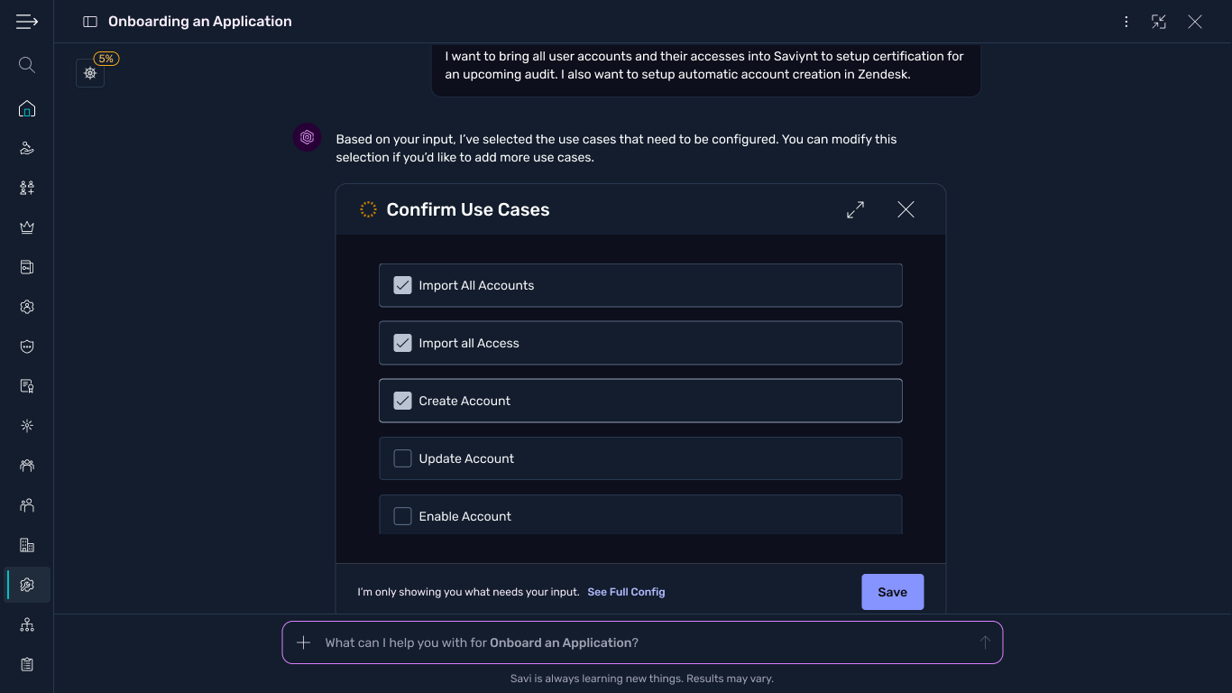 Confirm use cases step inside the onboarding conversation