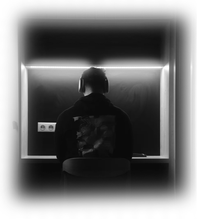 Navaneethan working at a desk, seen from behind