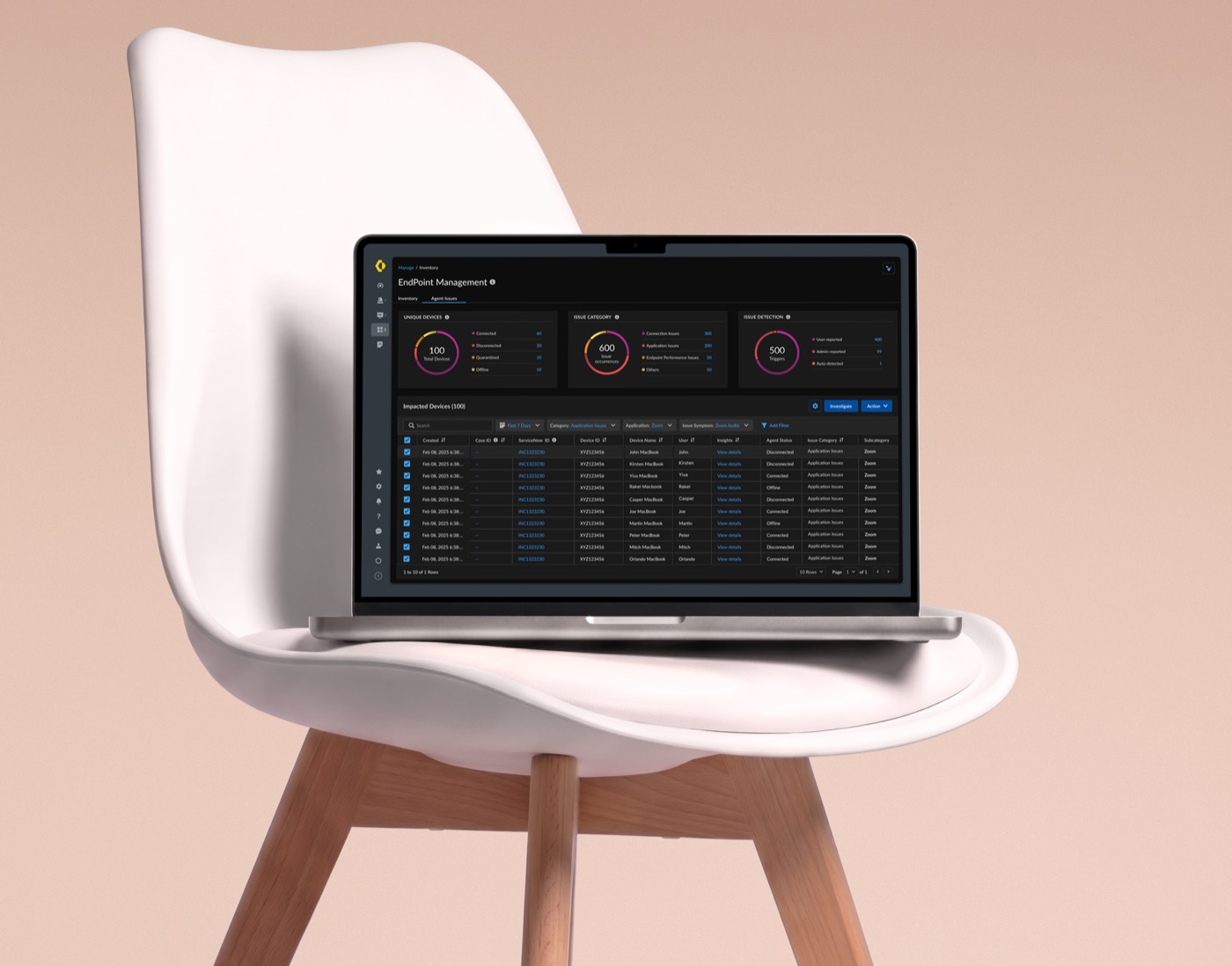 Endpoint Insight dashboard on a laptop